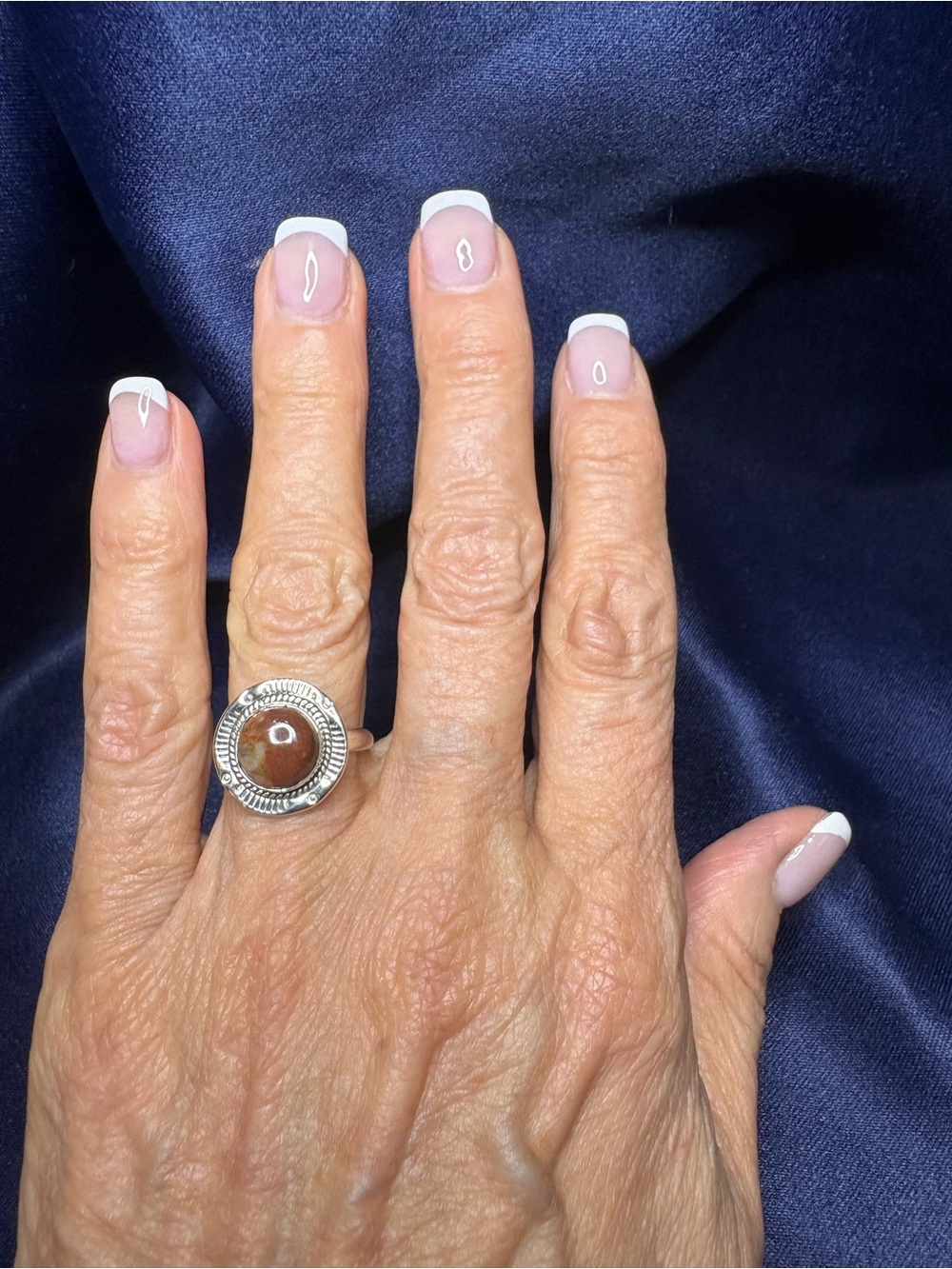 Ring Petrified Wood Polished Cabochon 925 Sterling Silver Southwestern - Picture 9 of 10